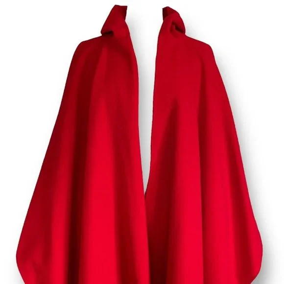 Coloratura Vintage Womens Cape O/S Red Wool Hooded Forestgore Cottagecore Goth - Picture 3 of 9
